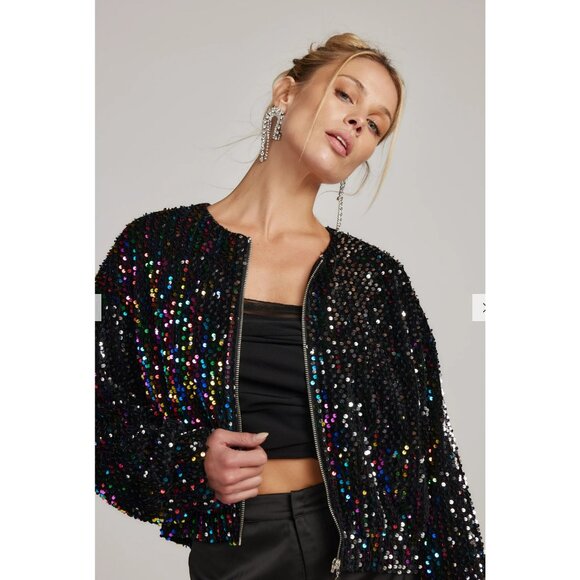 #287 12th Tribe Ozzy Multi Sequin Zip Up Jacket - Picture 3 of 6